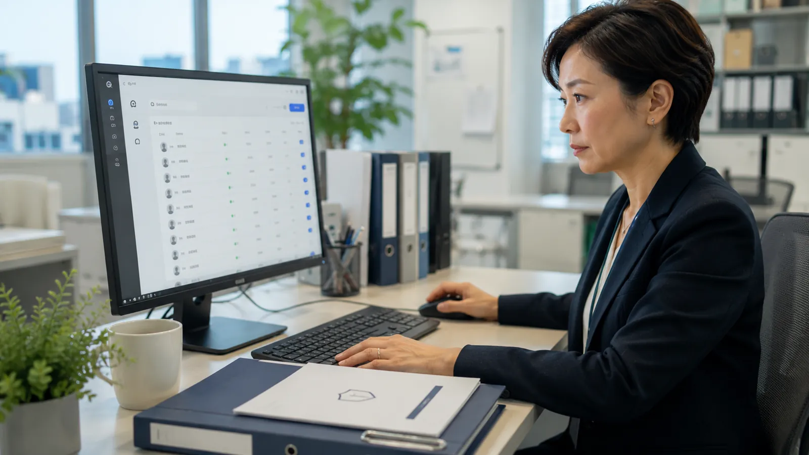 パソコンのアカウント管理画面で利用者一覧を確認するシステム管理者