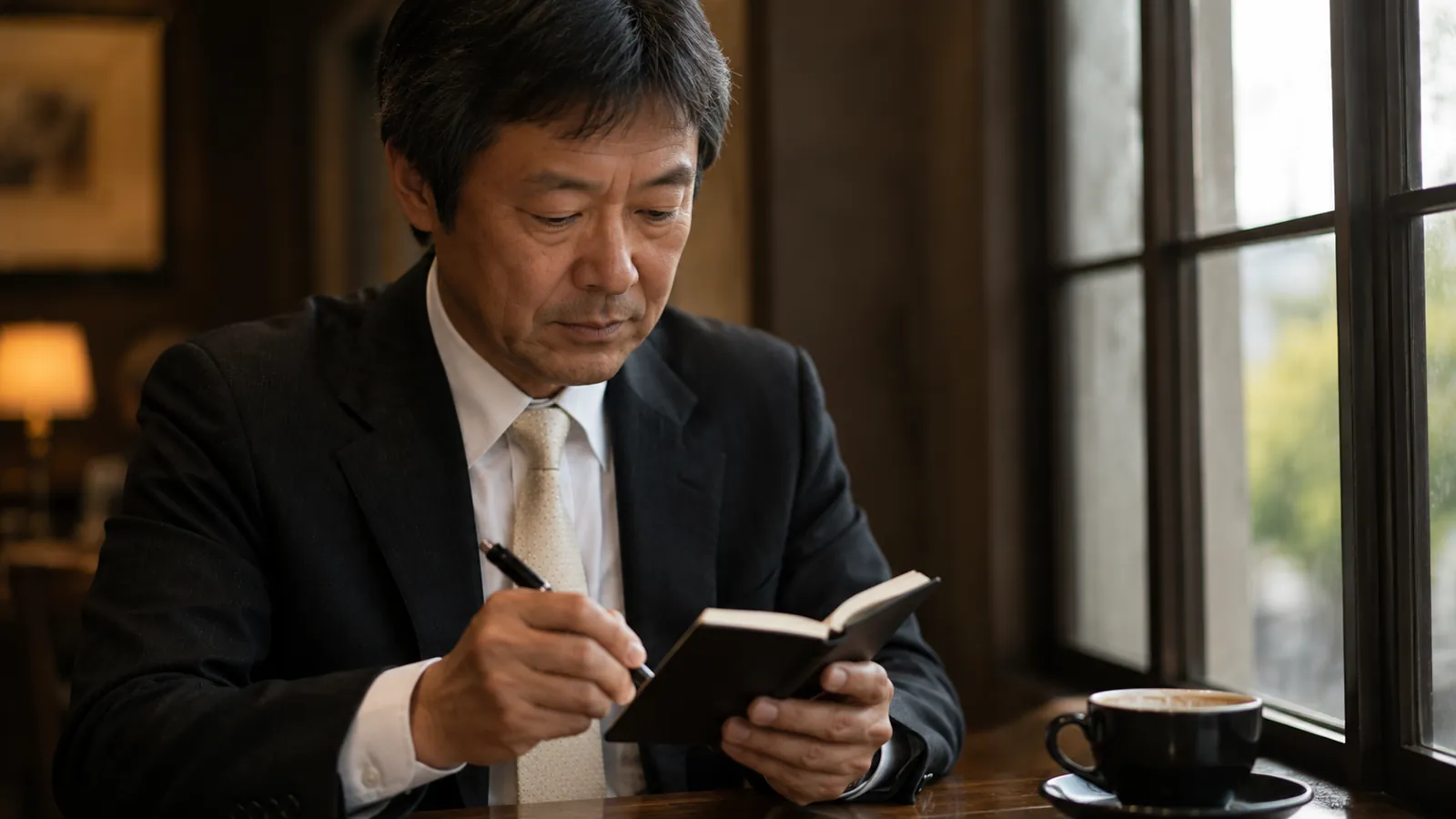ノートに先週の判断を書き出している経営者の手元の写真