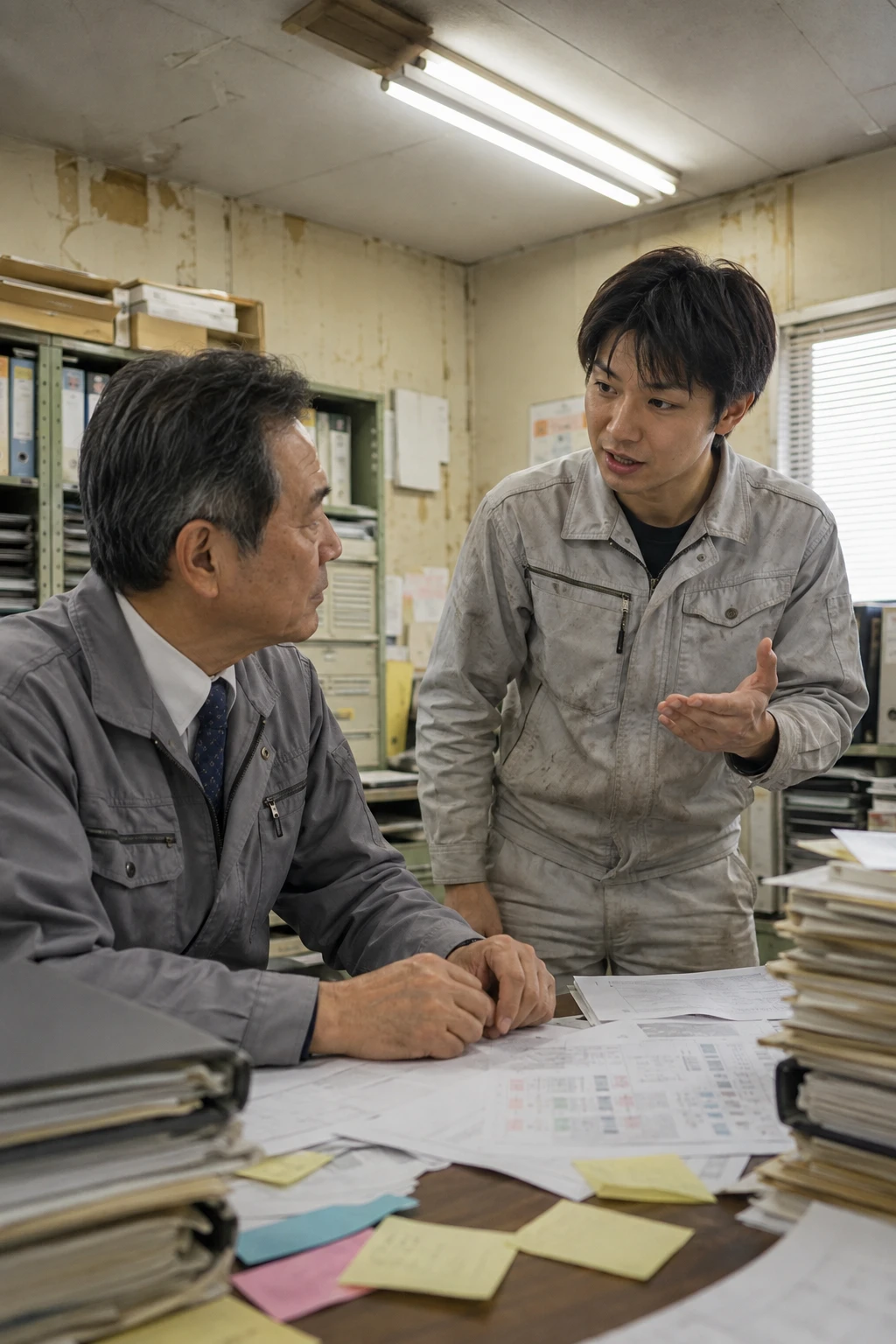 尾道・福山の会社で、若手社員の相談を聞く経営者